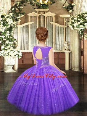 Adorable Ball Gowns Kids Formal Wear Gold Scoop Tulle Sleeveless Floor Length Lace Up
