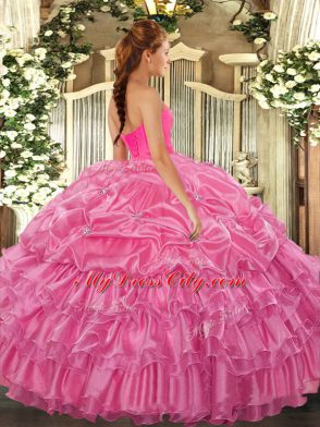 Smart Sweetheart Sleeveless Organza Ball Gown Prom Dress Beading and Ruffled Layers Lace Up