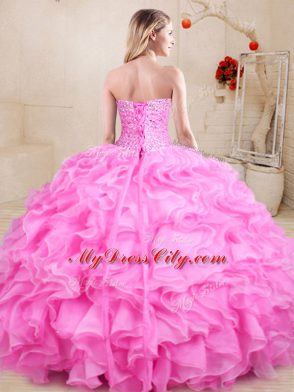Organza Sleeveless Floor Length Quinceanera Dresses and Beading and Ruffles