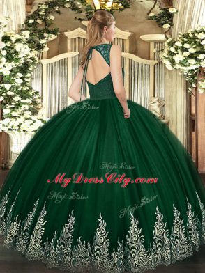 Sleeveless Backless Floor Length Beading and Lace and Appliques Sweet 16 Dresses