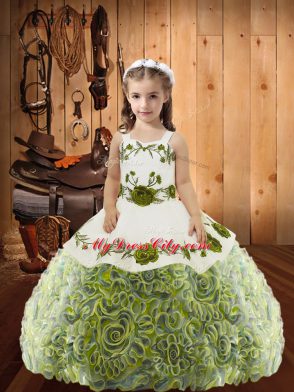 Lovely Floor Length Lace Up Kids Formal Wear Multi-color for Sweet 16 and Quinceanera with Embroidery and Ruffles