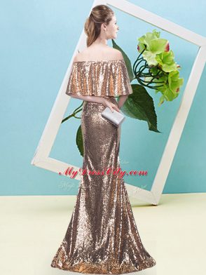 Dazzling Yellow Green Zipper Prom Gown Sequins Half Sleeves Floor Length