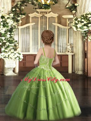 Sleeveless Lace Up Floor Length Beading Pageant Dress for Teens