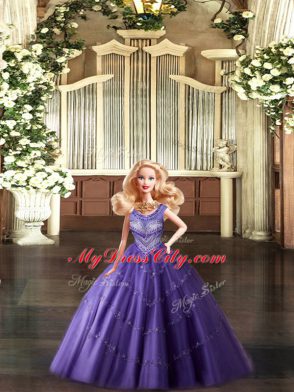 Floor Length Ball Gowns Sleeveless Eggplant Purple Quinceanera Dress Lace Up