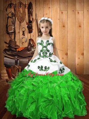 Straps Sleeveless Lace Up Little Girls Pageant Dress Organza