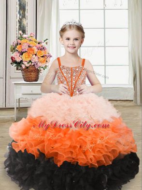 Multi-color Sleeveless Organza Lace Up Child Pageant Dress for Sweet 16 and Quinceanera