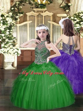 Stylish Tulle Sleeveless Floor Length 15 Quinceanera Dress and Beading and Ruffles