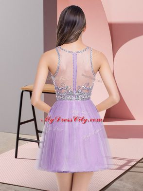 Clearance Lavender Sleeveless Tulle Zipper Prom Dress for Prom and Party
