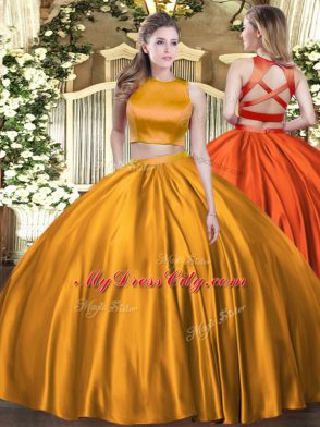 Ruching Vestidos de Quinceanera Orange Criss Cross Sleeveless Floor Length