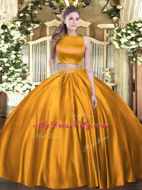Ruching Vestidos de Quinceanera Orange Criss Cross Sleeveless Floor Length