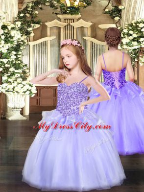 Beauteous Organza Sleeveless Floor Length Child Pageant Dress and Appliques