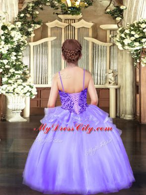 Beauteous Organza Sleeveless Floor Length Child Pageant Dress and Appliques