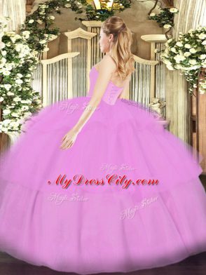 Graceful Organza Sweetheart Sleeveless Lace Up Beading and Ruffled Layers Quinceanera Dress in Light Yellow