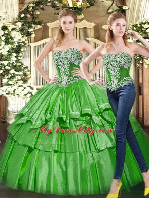 Sleeveless Beading and Ruffled Layers Lace Up Sweet 16 Quinceanera Dress