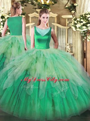 Gorgeous Floor Length Multi-color Quinceanera Dress Scoop Sleeveless Backless