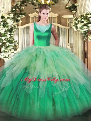 Gorgeous Floor Length Multi-color Quinceanera Dress Scoop Sleeveless Backless