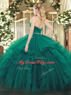 Hot Sale Organza Sleeveless Floor Length Quinceanera Gowns and Ruffles