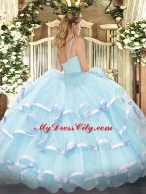 New Arrival Floor Length Apple Green 15th Birthday Dress Straps Sleeveless Zipper