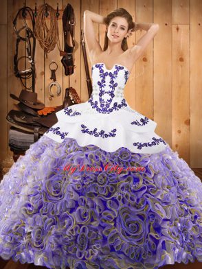 Multi-color Sleeveless Sweep Train Embroidery With Train Quinceanera Gowns