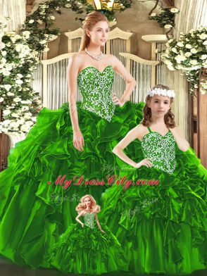 Fashionable Organza Sleeveless Floor Length Sweet 16 Quinceanera Dress and Beading and Ruffles