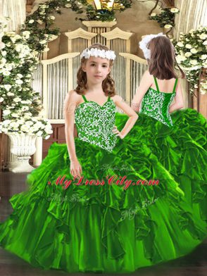 Fashionable Organza Sleeveless Floor Length Sweet 16 Quinceanera Dress and Beading and Ruffles