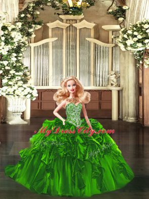 Fashionable Organza Sleeveless Floor Length Sweet 16 Quinceanera Dress and Beading and Ruffles