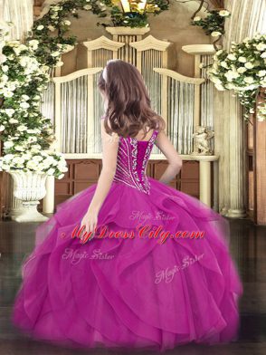 Floor Length Eggplant Purple Girls Pageant Dresses V-neck Sleeveless Zipper