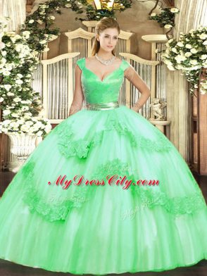 Beauteous Sleeveless Zipper Floor Length Beading and Appliques Sweet 16 Dresses