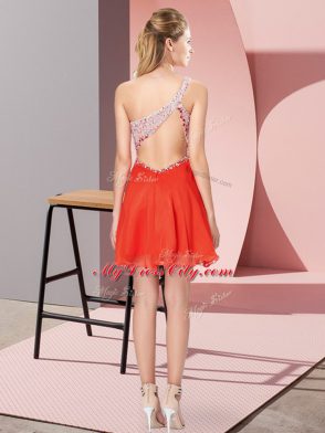 Noble Green Sleeveless Mini Length Beading Criss Cross Prom Gown