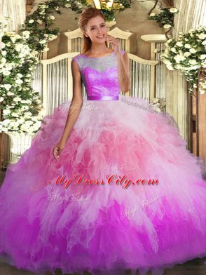 Glorious Sleeveless Lace and Ruffles Backless Vestidos de Quinceanera