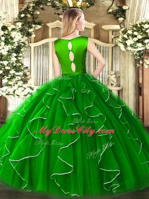 Wine Red Organza Clasp Handle Quinceanera Dress Sleeveless Floor Length Ruffles