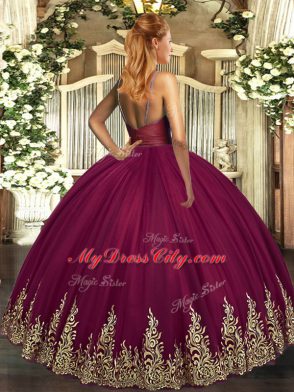 V-neck Sleeveless Tulle 15th Birthday Dress Beading and Appliques Backless