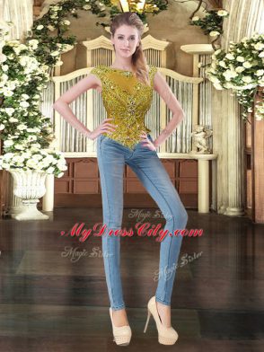 Spectacular Floor Length Brown Ball Gown Prom Dress Scoop Sleeveless Zipper