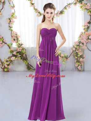 Best Purple Bridesmaids Dress Wedding Party with Ruching Sweetheart Sleeveless Zipper