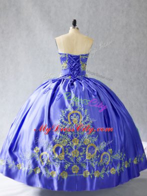 Purple Quinceanera Gowns Sweet 16 and Quinceanera with Embroidery Sweetheart Sleeveless Lace Up