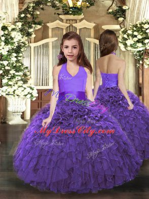 Attractive Organza Sleeveless Floor Length Glitz Pageant Dress and Ruffles