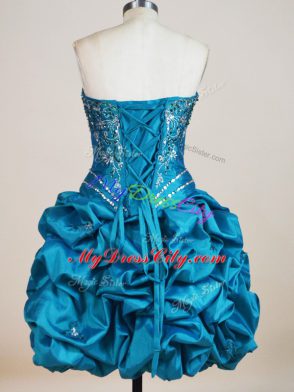 Amazing Mini Length Ball Gowns Sleeveless Teal Prom Dress Lace Up