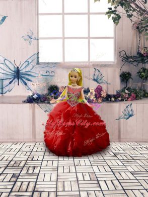 Fashion Organza Sleeveless Floor Length Vestidos de Quinceanera and Beading and Ruffles