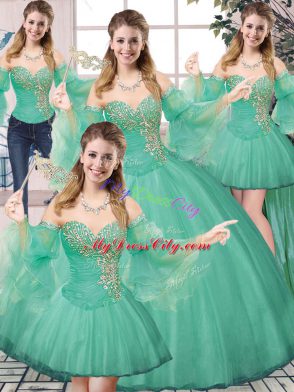 Sleeveless Lace Up Floor Length Beading Quinceanera Gowns