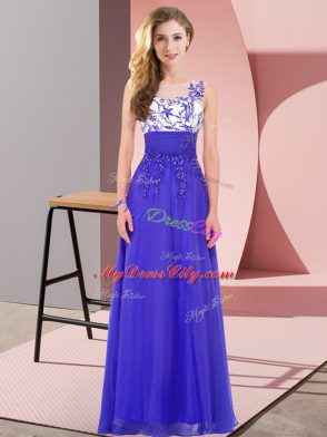 Fashion Scoop Sleeveless Chiffon Wedding Guest Dresses Appliques Backless