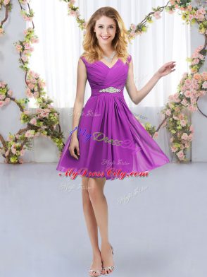 Chiffon Sleeveless Mini Length Damas Dress and Belt