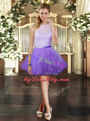Decent Lavender High-neck Backless Ruffles Quinceanera Dresses Sleeveless