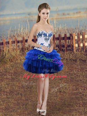Floor Length Ball Gowns Sleeveless Royal Blue Quince Ball Gowns Lace Up
