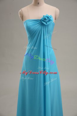 Strapless Sleeveless Chiffon Formal Dresses Hand Made Flower Zipper