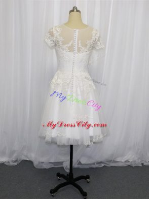 Best Selling Short Sleeves Lace Zipper Wedding Dress