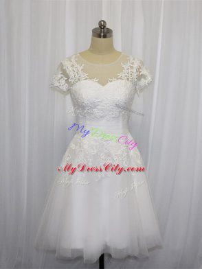 Best Selling Short Sleeves Lace Zipper Wedding Dress