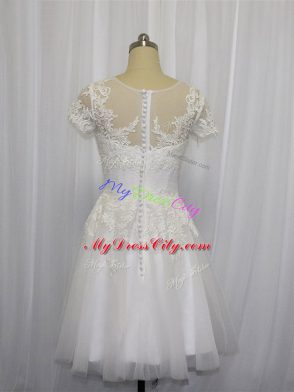 Best Selling Short Sleeves Lace Zipper Wedding Dress