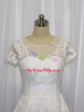 Best Selling Short Sleeves Lace Zipper Wedding Dress