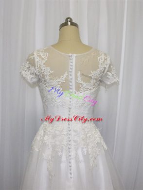 Best Selling Short Sleeves Lace Zipper Wedding Dress