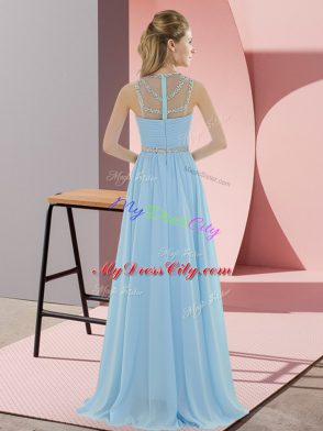 Beauteous Chiffon Sleeveless Floor Length Homecoming Dress and Beading